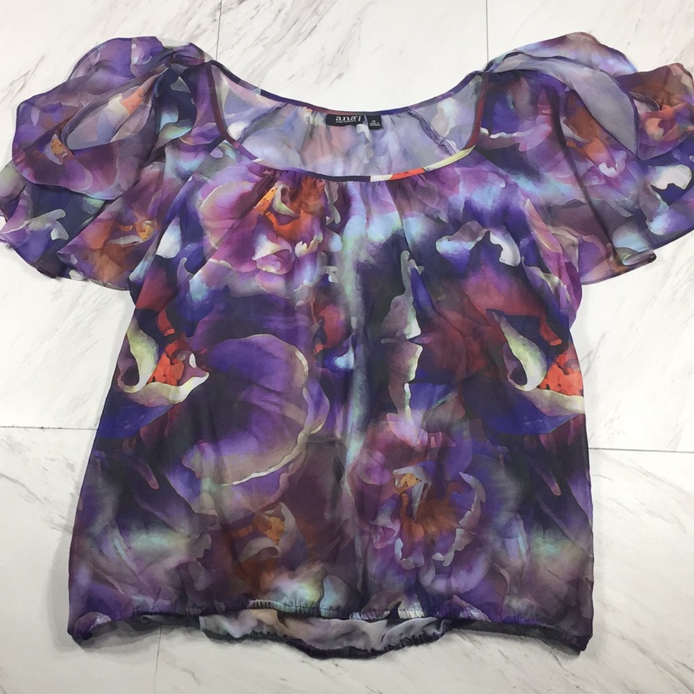 ⭐️ 1X ANA WOMAN PURPLE FLORAL BLOUSE
